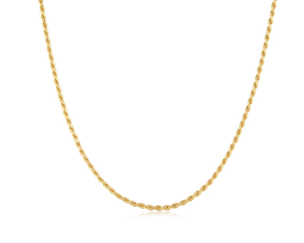 Sterling Silver Yellow Gold Plated Rope Twist Chain Necklace