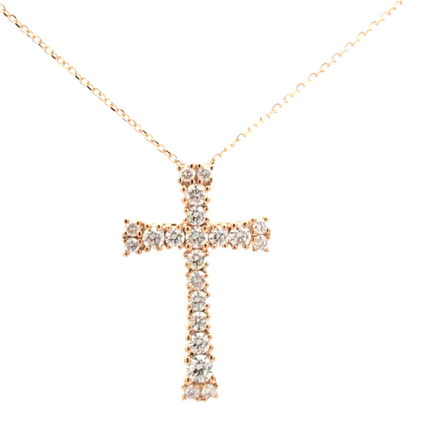 14kt Yellow Gold Cross Pendant With 21 Round Diamonds .60tdw