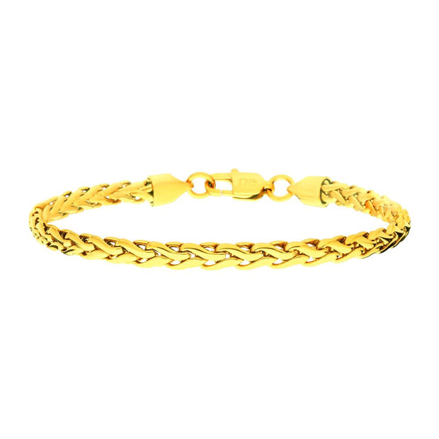 18kt Gold Plated Stainless Steel 5mm Spiga Link Bracelet 8.5 Inch