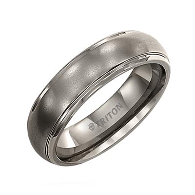 6mm Domed Titanium Comfort Fit Band with Satin Finish Center and Brigh