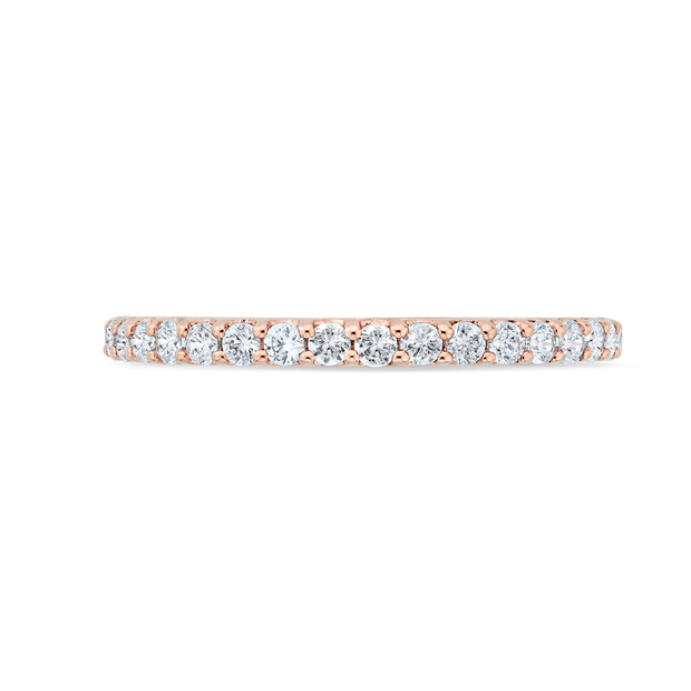 14K Rose Gold Round Cut Diamond Wedding Band With 17 Diamonds .37 Tdw.