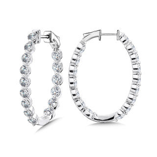 14kt White Gold In and Out Hoops With 36 Round Lab Grown Diamonds 1.50