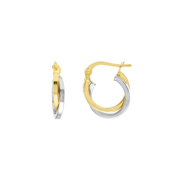 14kt Two-Tone Interwoven Mini Hoop Earrings