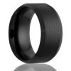 6mm Black Ceramic Bevel Edge Satin Center Band Size 9