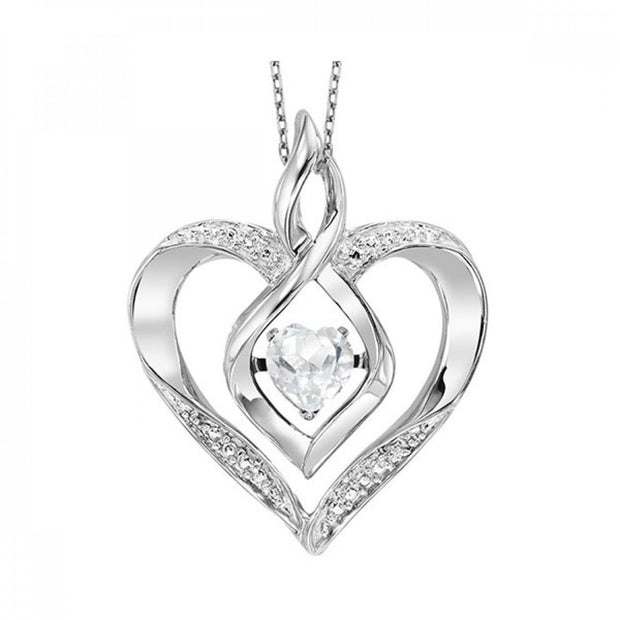 Sterling Silver Heart Rhythem of Love Pendant With CZ Center