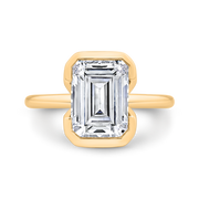 14K Yellow Gold Emerald Cut Diamond Solitaire Engagement Ring (Semi-Mo