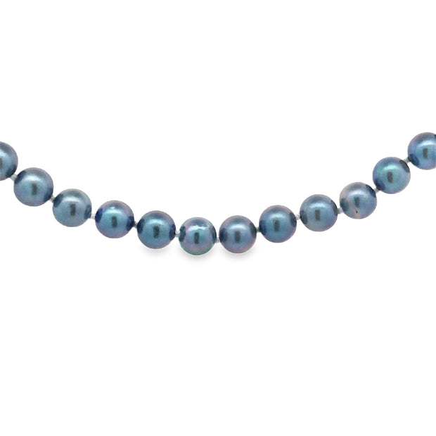 Vintage Pearl Strand 18 Inches Long With 5.5-6.0Mm Dyed Blue Akoya Pea