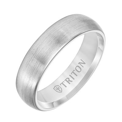 6mm White Tungsten Carbide Ring with Satin Finish and Rolled Edge