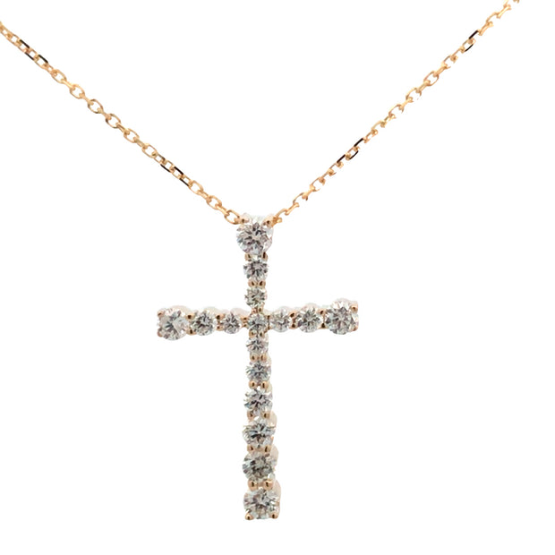 14kt Yellow Gold Cross With 16 Round Diamonds .50tdw