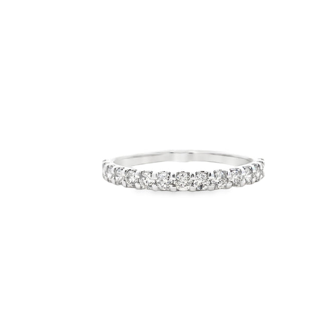 14Kt White Gold Wedding Band With 15 Round Diamonds Weighing .50Ct Tdw