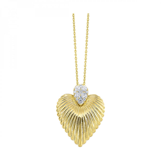 14kt Yellow Gold Heart Pendant With 12 Round Diamonds .17tdw H/I I2