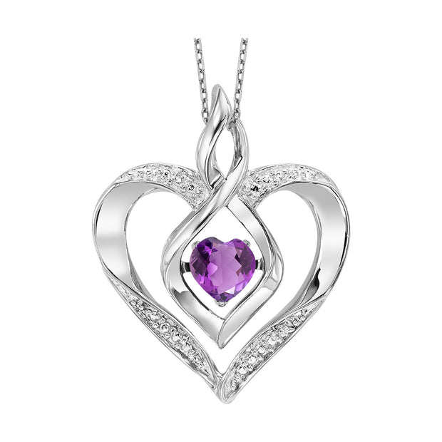 Sterling Silver  Diamond And Synthetic Amethyst Pendant .03Ct Tdw