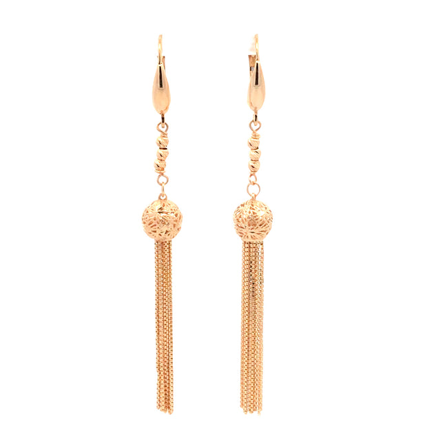 Vintage 14Kt Yellow Gold Leverback Tassel Earrings Weighing 4.4 Grams.