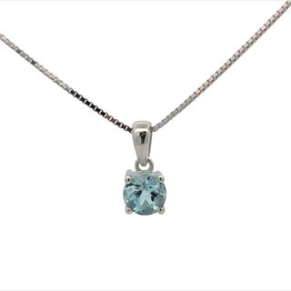 Sterling Silver Birthstone Aquamarine Pendant .46tw