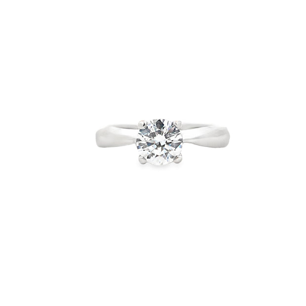 14Kt White Gold Solitaire With Cross Wire Prong Mounting With CZ Center