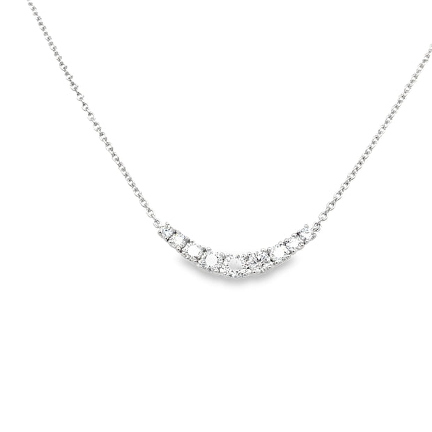 14kt White Gold Necklace With 9 Round Diamonds H/I SI1