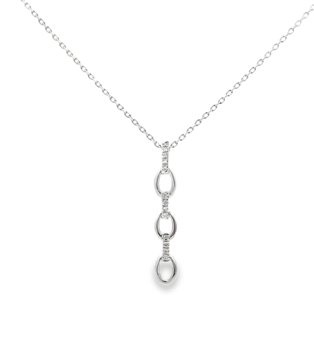 10kt White Gold Chain Link Pendant With 13 Round Diamonds At .50tdw I1