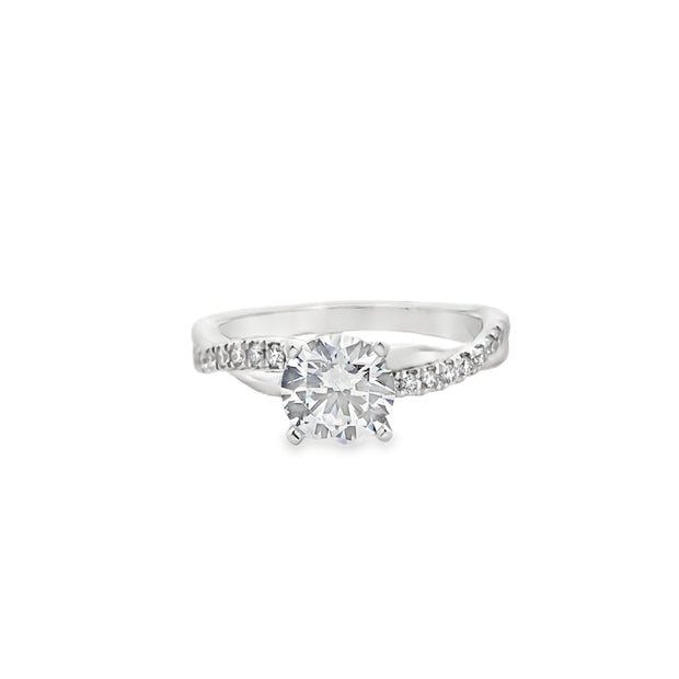 14k White Gold Infinity Natural Diamond Engagement Ring