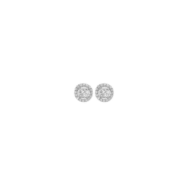 14kt White Gold 28 Round Diamond Halo Earrings .10tdw H/I I1