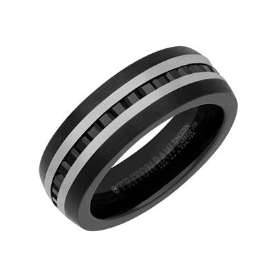 8MM Tungsten Carbide Ring - Eternity Black Heat-Treated Sapphires with