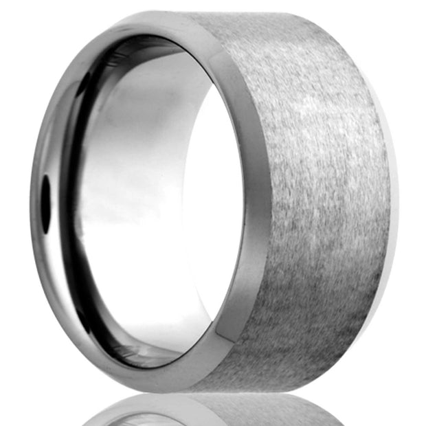 8mm Cobalt Bevel Edge Ring with Satin Center Size 9