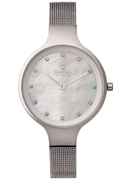 Stainless Steel Watch With Mother Of Pearl Dial Steel Case, Mineral Cr