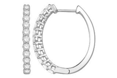 14Kt White Gold Hoop Earrings 22=.73Ct Tdw Round Brilliant Diamonds I-1 GH