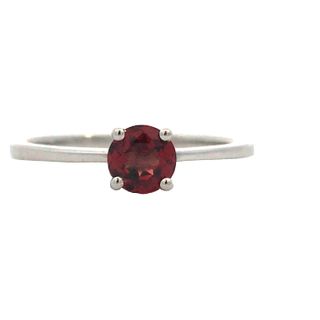 Sterling Silver Birthstone Ring With 1 Round Genuine Garnet .62tw