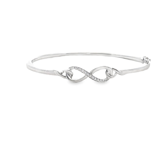 Sterling Silver Infinity Bangle With 12 Diamonds At .10tdw I1 H/I