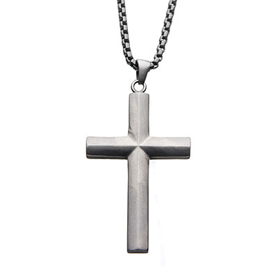 Men's Stainless Steel Cross Pendant.With 24 Inch Chain