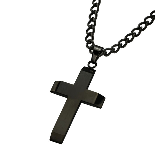 Inox Stainless Steel Resin Pendant with Black Plated Cross Pendant wit