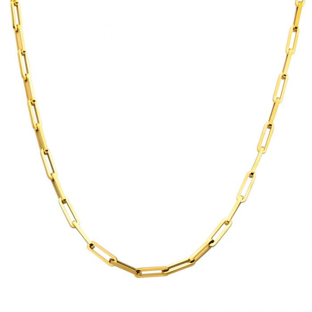 Mens's Stainless Steel Gold IP 6mm Paperclip Link Chain Necklace. Avai