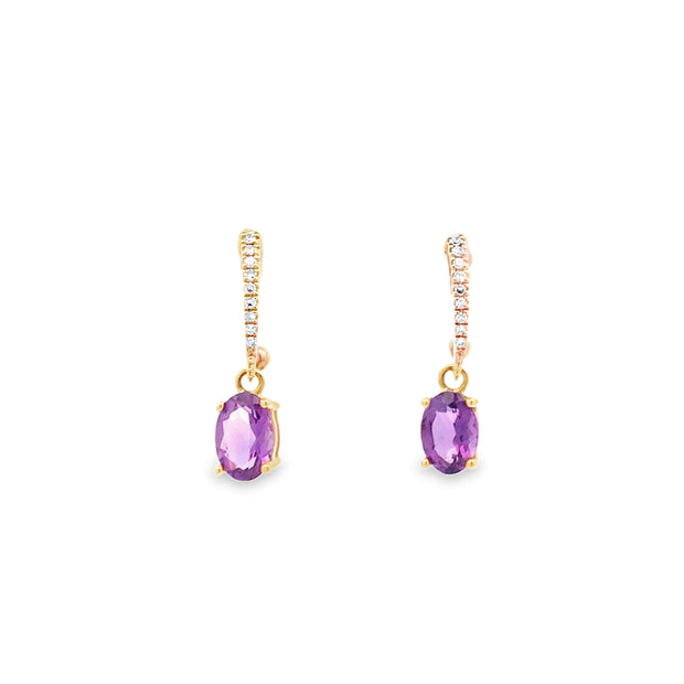 14kt Yellow Gold Earings With 2 5x7 Oval Amethysts At 1.42tcw And 18 R