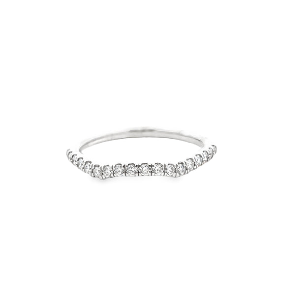 14Kt White Gold Curved Wedding Band With 18 Round Diamonds .25Ct Tdw I1 HI Size 7 goes with ER 110-1107