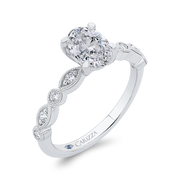 14K White Gold Diamond Engagement Ring Mounting With 8 Diamonds .13 Td