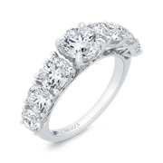 14K White Gold Round Cut Diamond Engagement Ring Mounting With 35 Diam