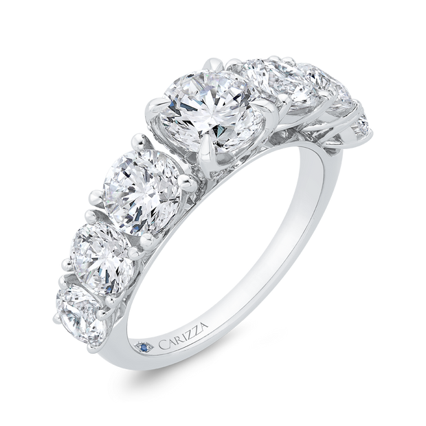 14K White Gold Round Cut Diamond Engagement Ring Mounting With 35 Diam