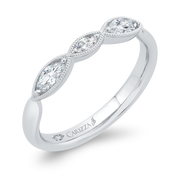 14K White Gold Marquise Cut Diamond Wedding Band With 3 Diamonds .32 T