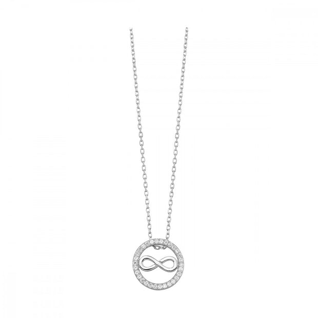 Sterling Silver Infinity Circle Pendant With CZ's