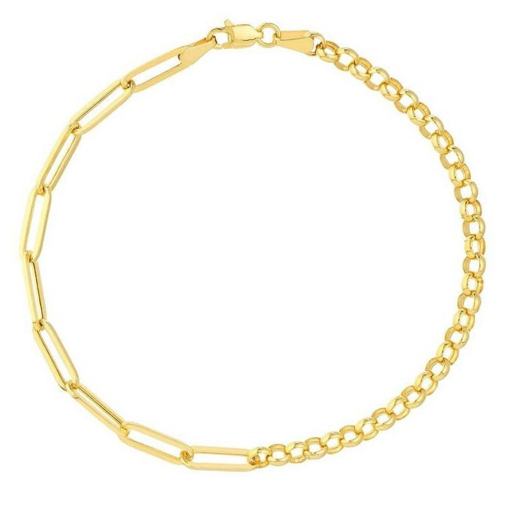 14kt Yellow Gold Paperclip Bracelet with Heart Charm