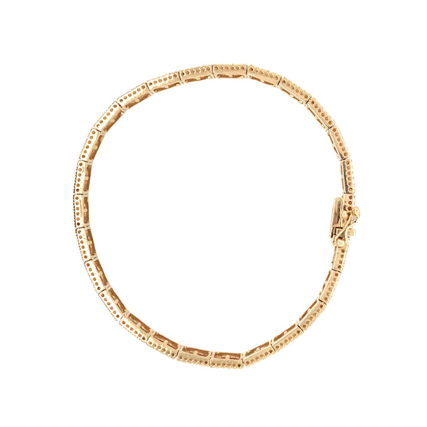 14Kt Yellow Gold Bracelet With 312 Round H/I Si1 Diamonds Set On Chann