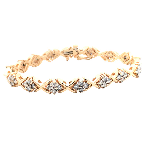 Vintage 14Kt Yellow Gold Bracelet 7.25 Inches Long And Prong Set With