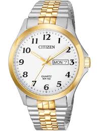 Men's Citizen Two Tone Quartz Watch With Date Indicator With Expandable Band