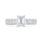 14K White Gold Emerald Cut Solitaire Diamond Engagement Ring Mounting