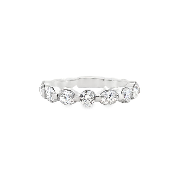 14kt White Gold Ring With 5 Round Diamonds and 4 Oval Diamonds 1.33tdw