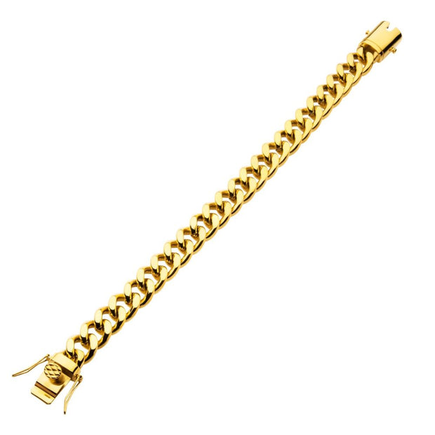 12mm 18K Gold Plated Miami Cuban Chain Bracelet.