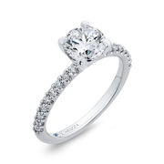 14Kt White Gold Carizza Engagement Ring Set With Round Cz Center And 1