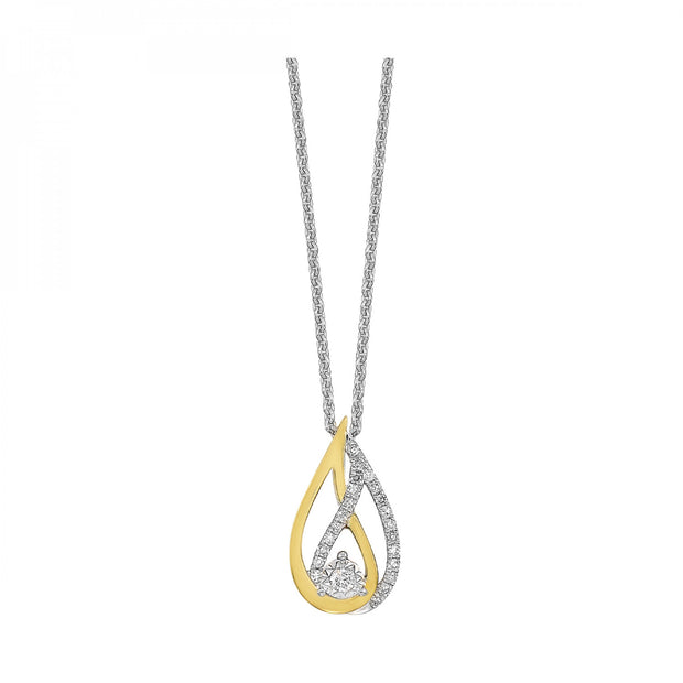 14kt Yellow/White Gold Pear Shaped Pendant With 23 Round Diamonds .10t