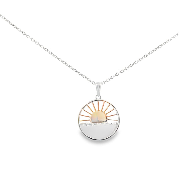 .925 Silver And Yellow Gold Plated Pendant With 14 Round Diamonds At .