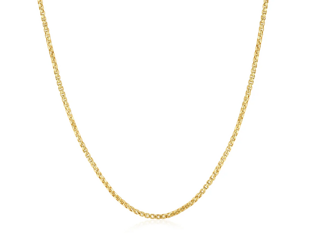 Sterling Silver Yellow Gold Plated Box Link Chain Necklace